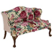 double seat sofa walnut-flower fabric  Trianon collectible furniture 1:12