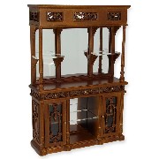 bar with mirror walnut miniature 1:12