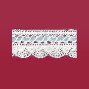 white lace curtain w. blue satin ribbon miniature 1:12