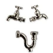 waste pipe set 3pcs siver miniature 1:12