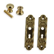 2 door knobs w/ plate miniature 1:12
