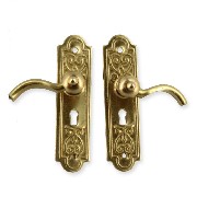 door handle with plate set 2, l+r miniature 1:12
