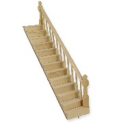 staircase bannister right, bare wood miniature 1:12
