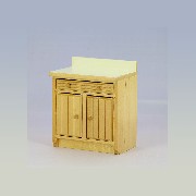 simple light oak kitchen unit with worktop miniature 1:12