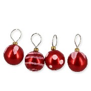 s/4 christmas decoration balls red miniature 1:12