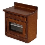 kitchen element stove, walnut miniature 1:12