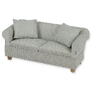 sofa grey with dots and 2 pillows miniature 1:12