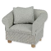grey sofa chair with dots + 1 pillow miniature 1:12