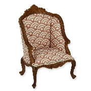 single seat sofa walnut pink n white miniature 1:12