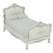 bed louis xv ivory w flowers miniature 1:12