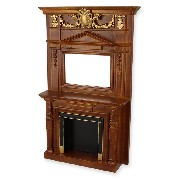 fireplace walnut-gold miniature 1:12