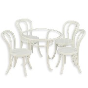 table and chair set 5pc, white 1:12