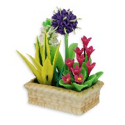 floral arrangement in planter miniature 1:12