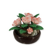 flowers white/pink in basket miniature 1:12