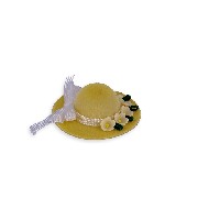 ladies hat with 5 flowers & ribbon miniature 1:12