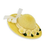 ladies hat with 5 flowers & ribbon Miniature 1:12