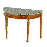 louis xvi table 1/2 rounded walnut gold marble top miniature 1:12
