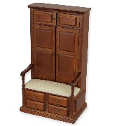 hallway furniture with bench walnut miniature 1:12