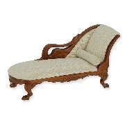 meridienne walnut with beige fabric miniature 1:12