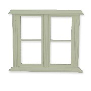 non-opening white double window miniature 1:12