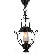12v hanging oil lamp black miniature 1:12