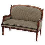 sofa louis xvi cherrywood grey-beige velvet miniature 1:12