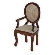 armchair louis xv beige fabric walnut miniature furniture 1:12