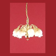 12v chandelier clip brass 6 flowers miniature 1:12