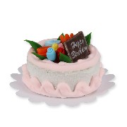 birthday cake pink miniature 1:12