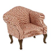 wing chair louis xv walnut peach miniature 1:12