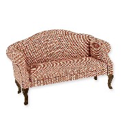 sofa louis xv walnut peach miniature 1:12