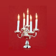 12v candlestick silver 5 arms miniature 1:12