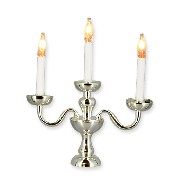 12v candlestick silver 3 arms miniature 1:12