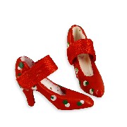 red with dots heels, pair miniature 1:12