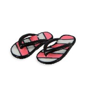 black flip-flops with pink and grey stripes miniature 1:12