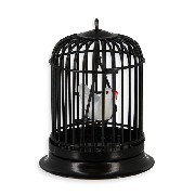 black bird cage wth bird Miniature 1:12