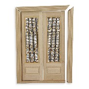 double entry door unstained TO BE REATTACHED for dollhouses 1:12