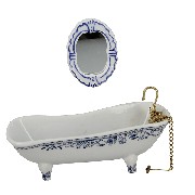 bath room set 2 pc blue miniature furniture 1:12