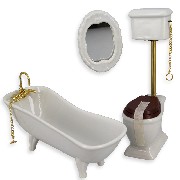 bath room set 3 pc white miniature furniture 1:12