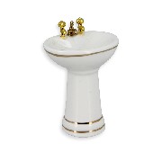 wash bassin ivory with gold miniature furniture 1:12