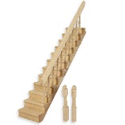 staircase bannister right, bare wood for dollhouses 1:12