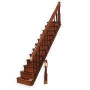 staircase bannister right, walnut - 1 pole detached - for dollhouses 1:12