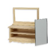 mirror dressing table bare wood - missing drawers - miniature furniture 1:12