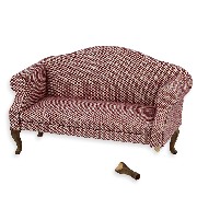 sofa louis xv walnut violet - 1 broken leg - miniature furniture 1:12
