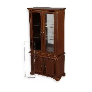 showcase walnut - loose window pane - Trianon collectible furniture 1:12