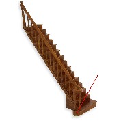 straight stairs walnut - damaged -, right rail for dollhouses 1:12