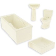 bath room set 4 pc all white - traces of glue - miniature furniture 1:12