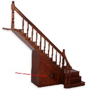 angle-straight stairs walnut, left rail - medium-quality paint - for dollhouses 1:12