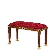 bench seat walnut-gold redfabric  Trianon collectible furniture 1:12