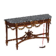 Louis XVI console table with walnut top and marble top – Damaged finish –  Trianon collectible furni